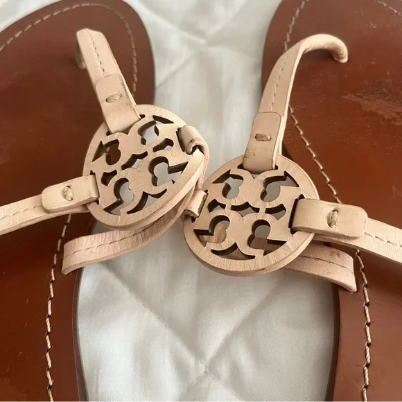 Tory Burch Tan and Cream Leather Sandals - Picture 5 of 5